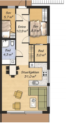 Glederudveien 51H - Plantegning